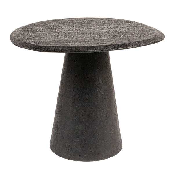 Rowena Interiors Asymmetrical Mango Wood Side Table with Sculptural Conical Base for Living Spaces Black 27.5"L x 23.25"W x 16.5"H EC2028MC