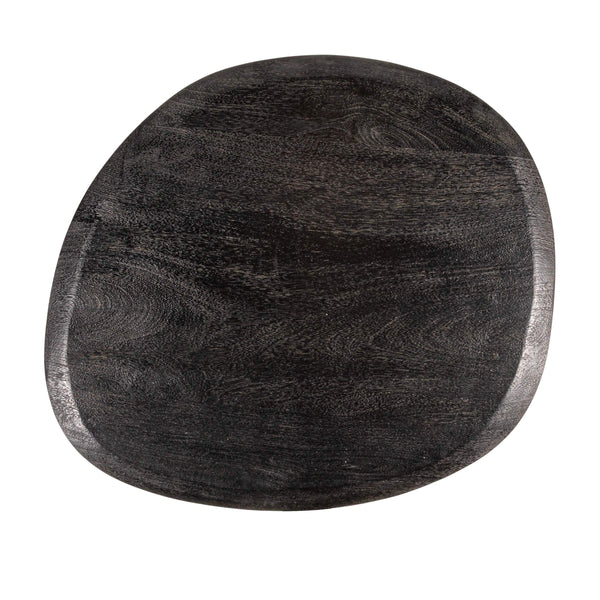 Rowena Interiors Asymmetrical Mango Wood Side Table with Sculptural Conical Base for Living Spaces Black 27.5"L x 23.25"W x 16.5"H EC2028MC