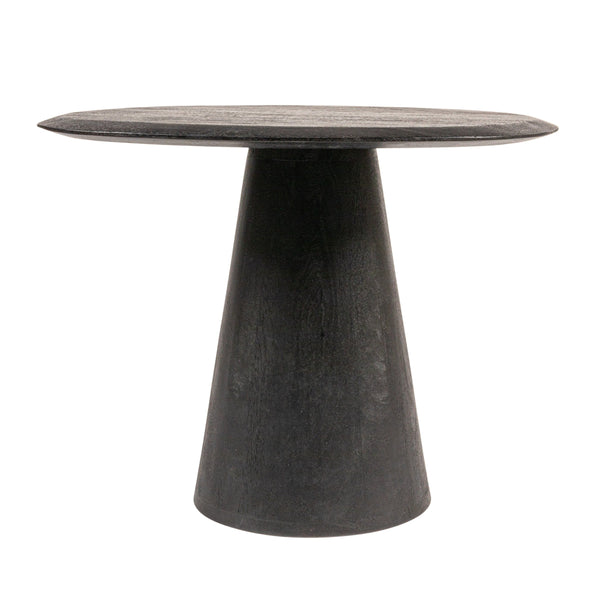 Rowena Interiors Asymmetrical Mango Wood Side Table with Sculptural Conical Base for Living Spaces Black 27.5"L x 23.25"W x 16.5"H EC2028MC