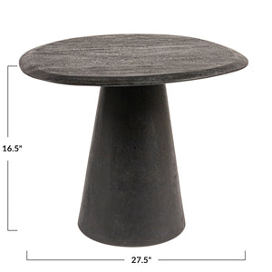 Rowena Interiors Asymmetrical Mango Wood Side Table with Sculptural Conical Base for Living Spaces Black 27.5"L x 23.25"W x 16.5"H EC2028MC