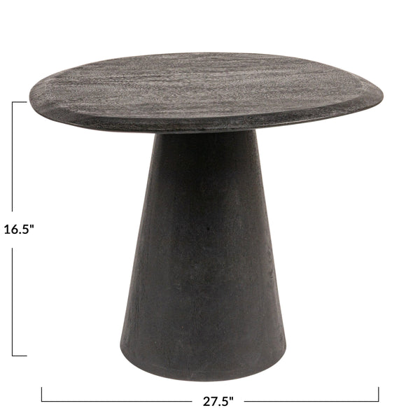 Rowena Interiors Asymmetrical Mango Wood Side Table with Sculptural Conical Base for Living Spaces Black 27.5"L x 23.25"W x 16.5"H EC2028MC