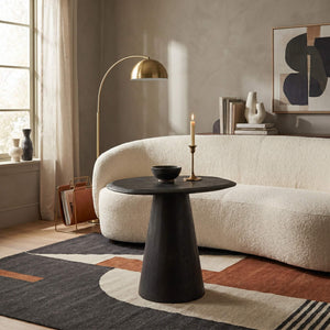 Rowena Interiors Asymmetrical Mango Wood Side Table with Sculptural Conical Base for Living Spaces Black 27.5"L x 23.25"W x 16.5"H EC2028MC