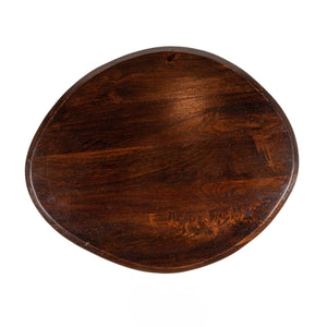 Rowena Interiors Asymmetrical Mango Wood Side Table with Sculptural Conical Base for Living Spaces Walnut Finish 27.5"L x 23.25"W x 16.5"H EC2029MC