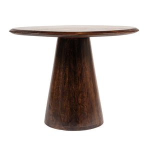 Rowena Interiors Asymmetrical Mango Wood Side Table with Sculptural Conical Base for Living Spaces Walnut Finish 27.5"L x 23.25"W x 16.5"H EC2029MC