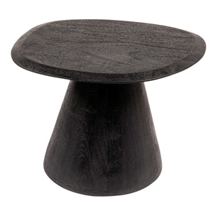 Rowena Interiors Asymmetrical Mango Wood Side Table with Sculptural Conical Base for Living Spaces Black 23.75"L x 19.5"W x 20.5"H EC2030MC