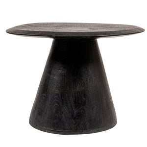 Rowena Interiors Asymmetrical Mango Wood Side Table with Sculptural Conical Base for Living Spaces Black 23.75"L x 19.5"W x 20.5"H EC2030MC