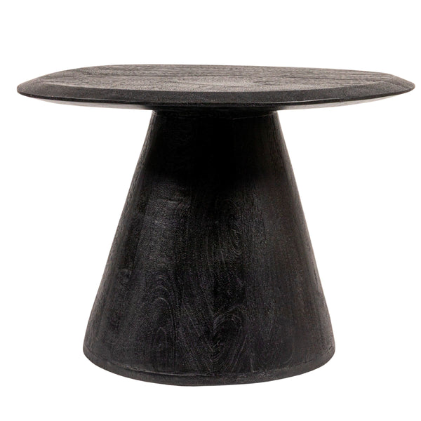 Rowena Interiors Asymmetrical Mango Wood Side Table with Sculptural Conical Base for Living Spaces Black 23.75"L x 19.5"W x 20.5"H EC2030MC
