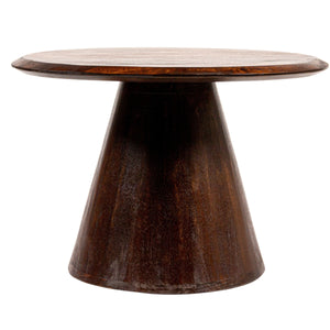 Rowena Interiors Asymmetrical Mango Wood Side Table with Sculptural Conical Base for Living Spaces Walnut Finish 23.75"L x 19.5"W x 20.5"H EC2031MC