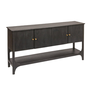 Rowena Interiors Mango Wood Sideboard Solid Black Finish Grooved Doors Dining Living Storage EC2032