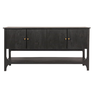 Rowena Interiors Mango Wood Sideboard Solid Black Finish Grooved Doors Dining Living Storage EC2032