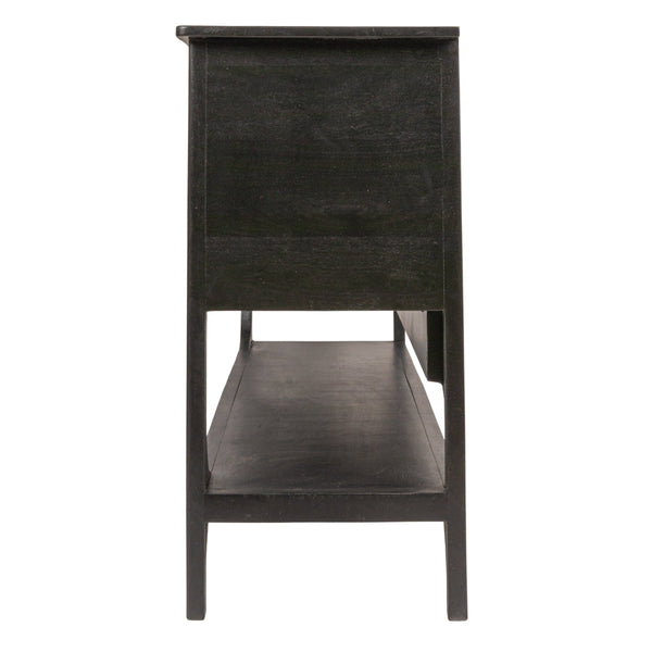Rowena Interiors Mango Wood Sideboard Solid Black Finish Grooved Doors Dining Living Storage EC2032