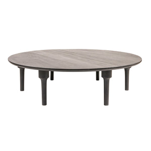 Rowena Interiors Oversized Round Mango Wood Coffee Table Low Profile Matte Black Living Room Accent EC2034