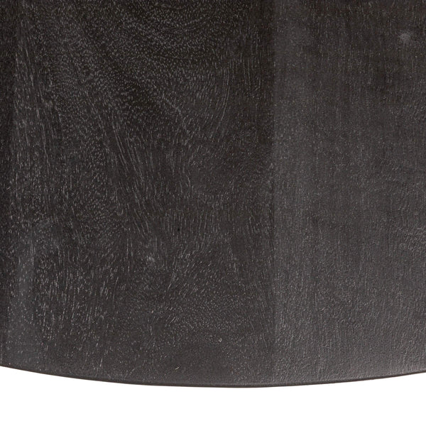 Rowena Interiors Oversized Round Mango Wood Coffee Table Low Profile Matte Black Living Room Accent EC2034