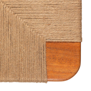 Rowena Interiors Rectangular Solid Acacia Bench with Handwoven Jute Seat for Entryway or Bedroom EC2035