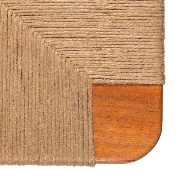 Rowena Interiors Rectangular Solid Acacia Bench with Handwoven Jute Seat for Entryway or Bedroom EC2035