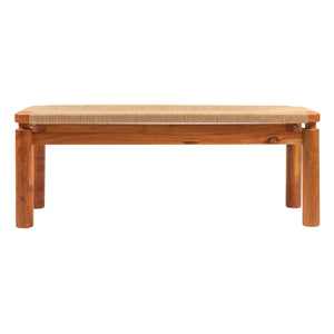 Rowena Interiors Rectangular Solid Acacia Bench with Handwoven Jute Seat for Entryway or Bedroom EC2035