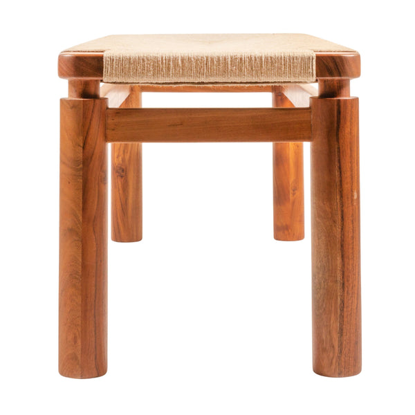 Rowena Interiors Rectangular Solid Acacia Bench with Handwoven Jute Seat for Entryway or Bedroom EC2035