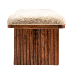 Rowena Interiors Rectangular Acacia Wood Bench with Crushed Velvet Seat for Bedroom or Entryway EC2039