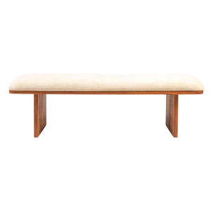Rowena Interiors Rectangular Acacia Wood Bench with Crushed Velvet Seat for Bedroom or Entryway EC2039