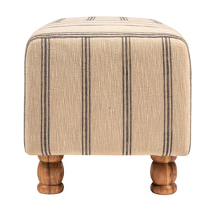 Rowena Interiors Rectangular Ticking Stripe Cotton Upholstered Bench with Solid Acacia Wood Base EC2040