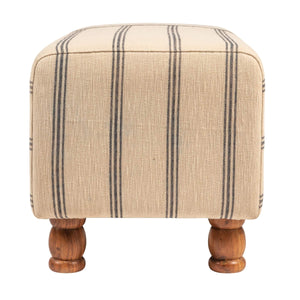 Rowena Interiors Rectangular Ticking Stripe Cotton Upholstered Bench with Solid Acacia Wood Base EC2040