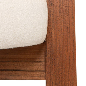 Rowena Interiors Acacia Wood Boucle Upholstered Counter Stool with Supportive Back for Kitchen Islands EC2043