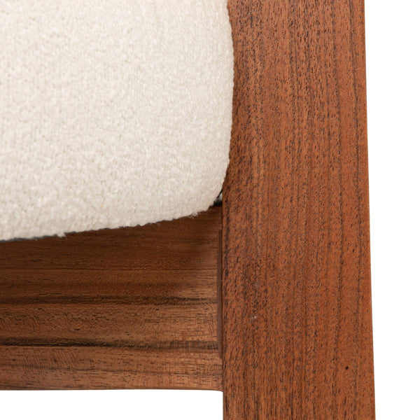 Rowena Interiors Acacia Wood Boucle Upholstered Counter Stool with Supportive Back for Kitchen Islands EC2043