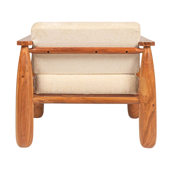Rowena Interiors Acacia Wood Open Arm Accent Chair with Crushed Velvet Cushioning for Living Rooms EC2044