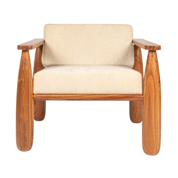 Rowena Interiors Acacia Wood Open Arm Accent Chair with Crushed Velvet Cushioning for Living Rooms EC2044