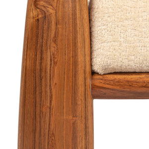 Rowena Interiors Acacia Wood Open Arm Accent Chair with Crushed Velvet Cushioning for Living Rooms EC2044