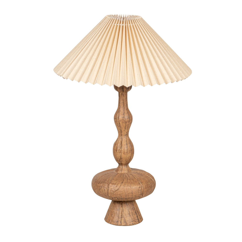 Rowena Interiors 16.75 Inch Resin Turned Base Table Lamp with Pleated Linen Shade for Warm Ambient Glow EC2049