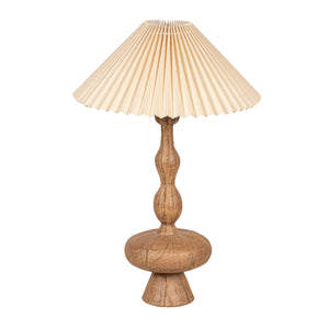 Rowena Interiors 16.75 Inch Resin Turned Base Table Lamp with Pleated Linen Shade for Warm Ambient Glow EC2049