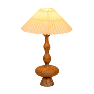 Rowena Interiors 16.75 Inch Resin Turned Base Table Lamp with Pleated Linen Shade for Warm Ambient Glow EC2049