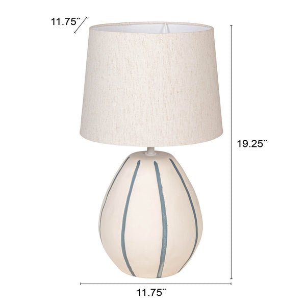 Rowena Interiors 19.25 Inch Hand-Painted Stoneware Table Lamp with Linen Shade for Coastal Bedrooms EC2051