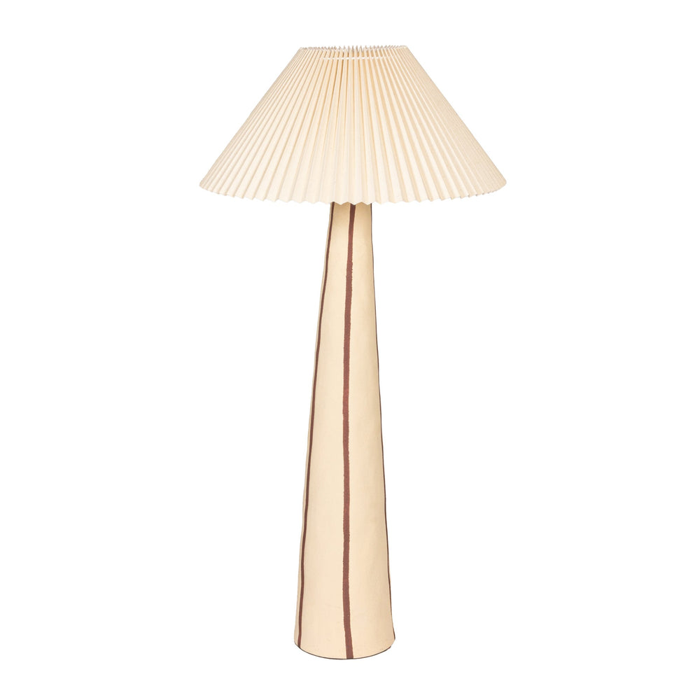 Rowena Interiors 41.5 Inch Stoneware Table Lamp Hand-Painted Base Pleated Linen Shade Warm Ambient EC2054