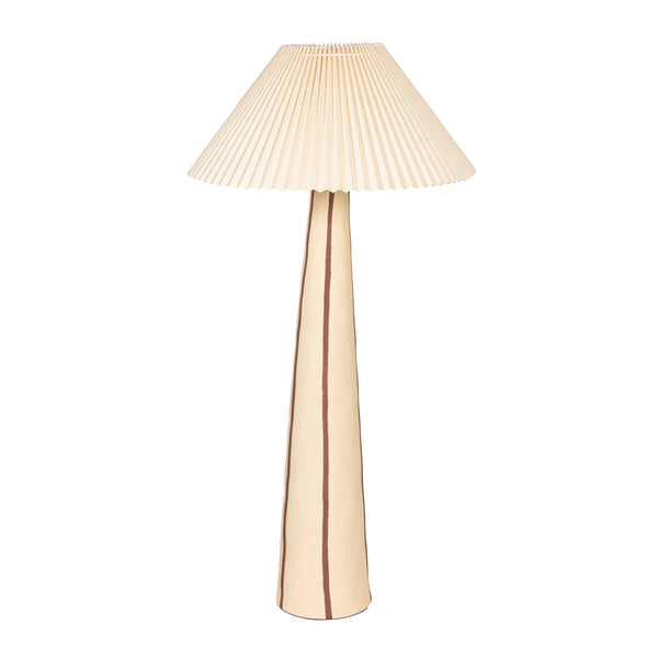 Rowena Interiors 41.5 Inch Stoneware Table Lamp Hand-Painted Base Pleated Linen Shade Warm Ambient EC2054