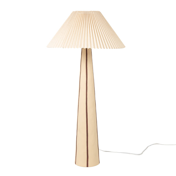 Rowena Interiors 41.5 Inch Stoneware Table Lamp Hand-Painted Base Pleated Linen Shade Warm Ambient EC2054