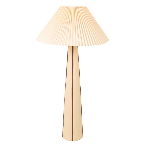 Rowena Interiors 41.5 Inch Stoneware Table Lamp Hand-Painted Base Pleated Linen Shade Warm Ambient EC2054
