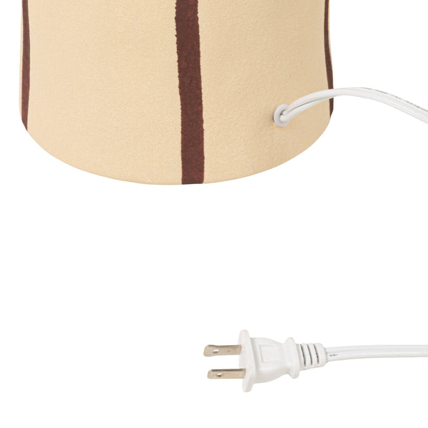 Rowena Interiors 41.5 Inch Stoneware Table Lamp Hand-Painted Base Pleated Linen Shade Warm Ambient EC2054
