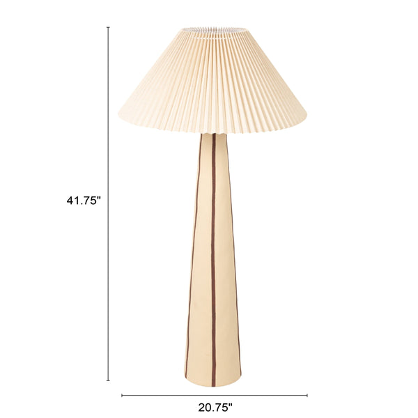 Rowena Interiors 41.5 Inch Stoneware Table Lamp Hand-Painted Base Pleated Linen Shade Warm Ambient EC2054