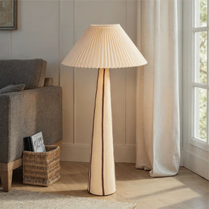 Rowena Interiors 41.5 Inch Stoneware Table Lamp Hand-Painted Base Pleated Linen Shade Warm Ambient EC2054
