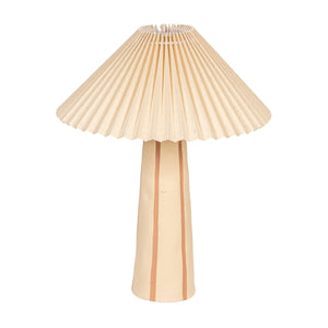 Rowena Interiors 16.5 Inch Stoneware Table Lamp Terracotta Stripe Artisan Base with Pleated Linen Shade EC2055