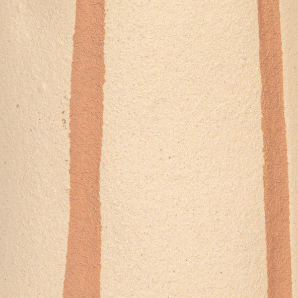Rowena Interiors 16.5 Inch Stoneware Table Lamp Terracotta Stripe Artisan Base with Pleated Linen Shade EC2055