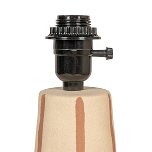 Rowena Interiors 16.5 Inch Stoneware Table Lamp Terracotta Stripe Artisan Base with Pleated Linen Shade EC2055