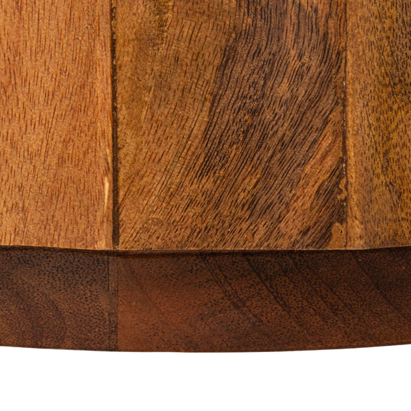 Rowena Interiors Round Fluted Mango Wood End Table with Genuine Marble Top for Living Room Decor EC2058