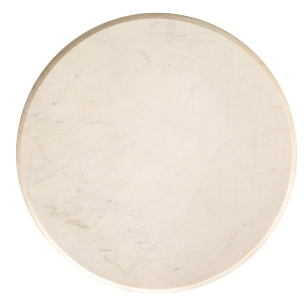 Rowena Interiors Round Fluted Mango Wood End Table with Genuine Marble Top for Living Room Decor EC2058