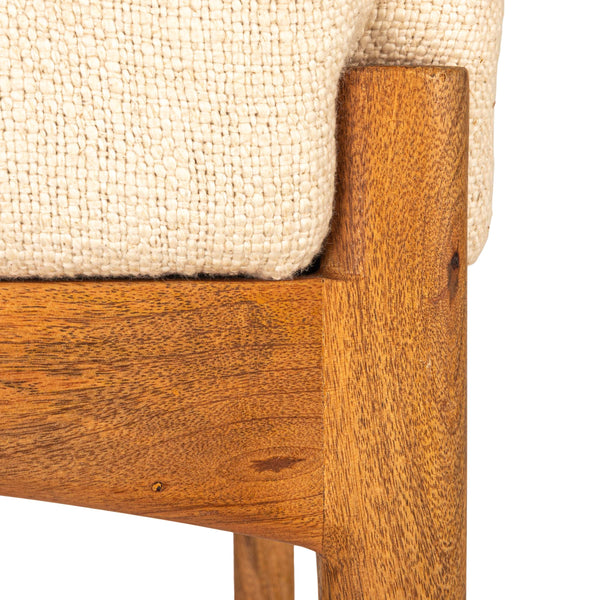 Rowena Interiors Rectangular Mango Wood Boucle Upholstered Bench for Bedroom Entryway or Living Room EC2059