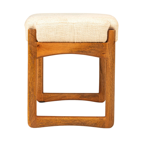 Rowena Interiors Rectangular Mango Wood Boucle Upholstered Bench for Bedroom Entryway or Living Room EC2059