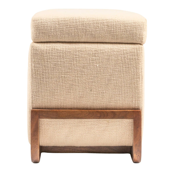 Rowena Interiors Rectangular Mango Wood Lift Top Storage Bench with Boucle Seat for Entryway or Bedroom EC2060