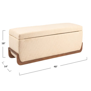 Rowena Interiors Rectangular Mango Wood Lift Top Storage Bench with Boucle Seat for Entryway or Bedroom EC2060